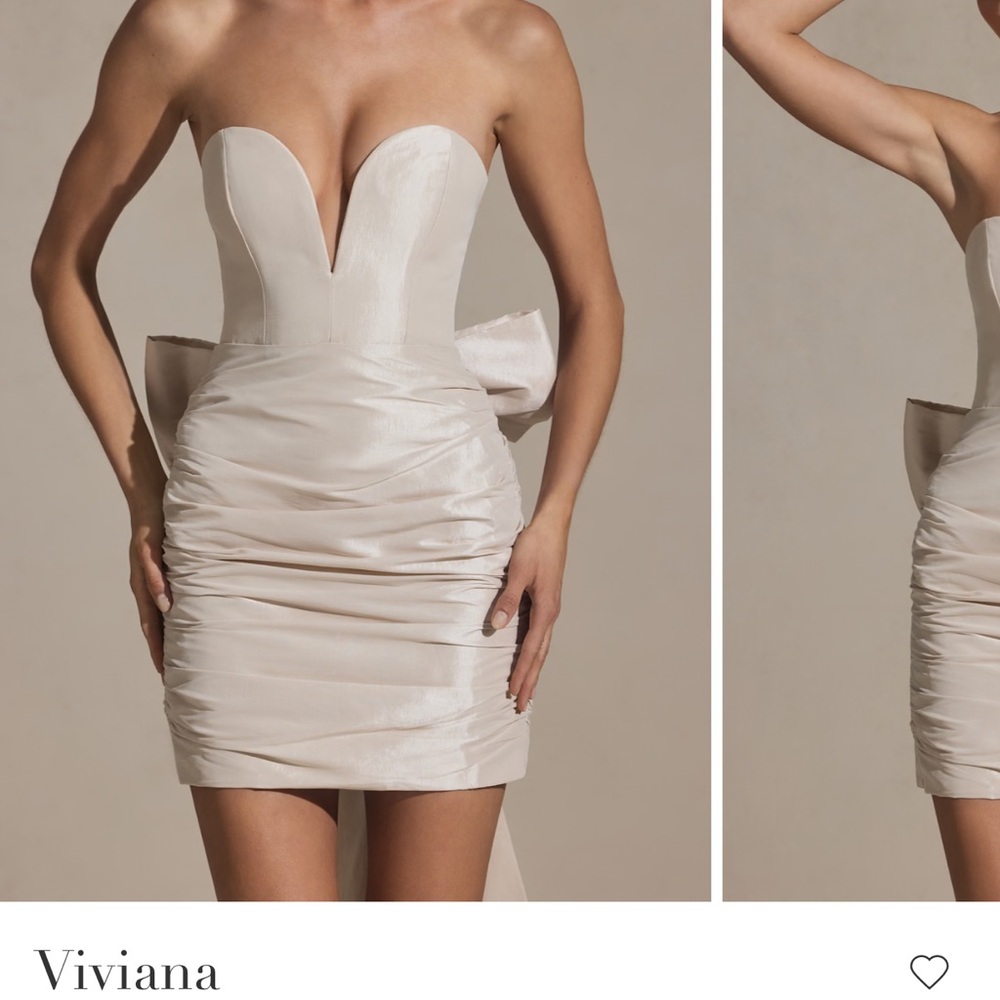Oh Polly Cream Strapless Bodycon Dress Sweetheart Neckline